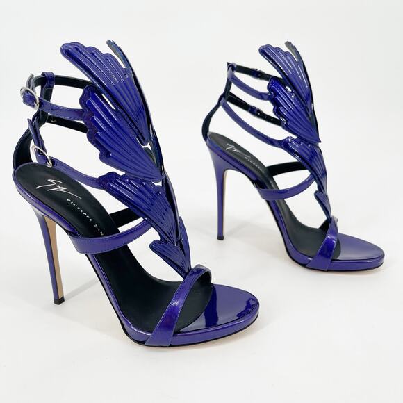Giuseppe Zanotti Metallic Purple Cruel Alien Wing Stiletto Heel Sandals IT 37.5 - Picture 2 of 14